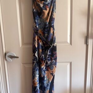 Floral Blue and Orange Women's Dress